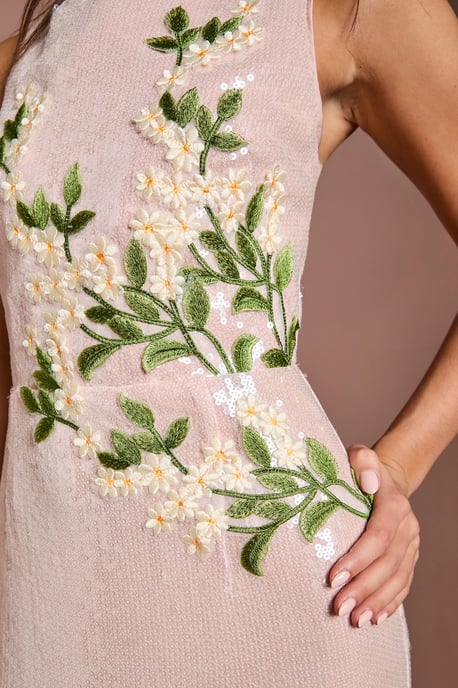 Floral Applique Sequin Maxi Dress - Image 4