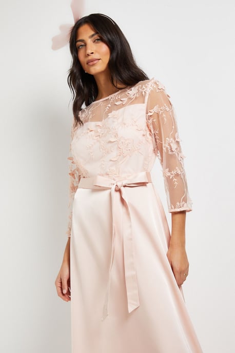 Occasion Satin And Mesh Overlay Maxi Dress - Image 2