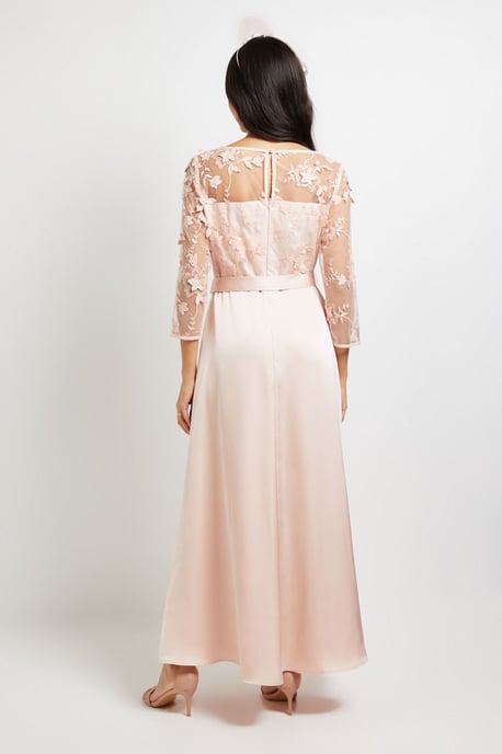Occasion Satin And Mesh Overlay Maxi Dress - Image 3