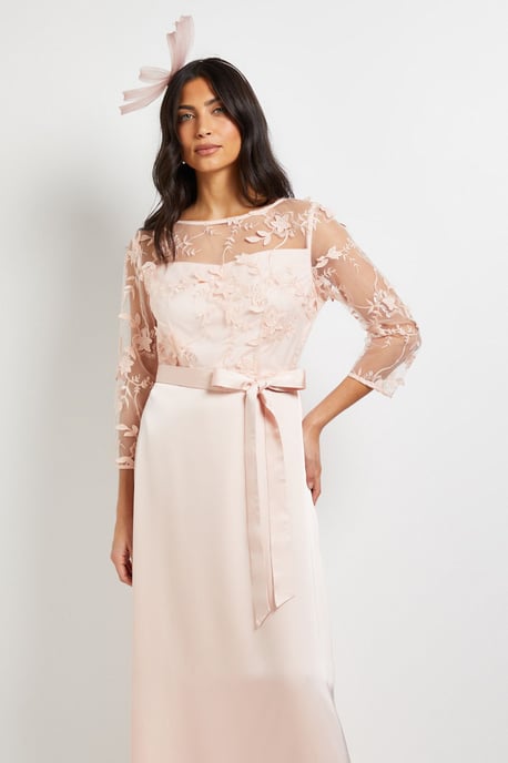Occasion Satin And Mesh Overlay Maxi Dress - Image 4