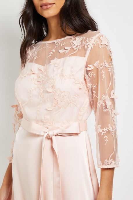 Occasion Satin And Mesh Overlay Maxi Dress - Image 5