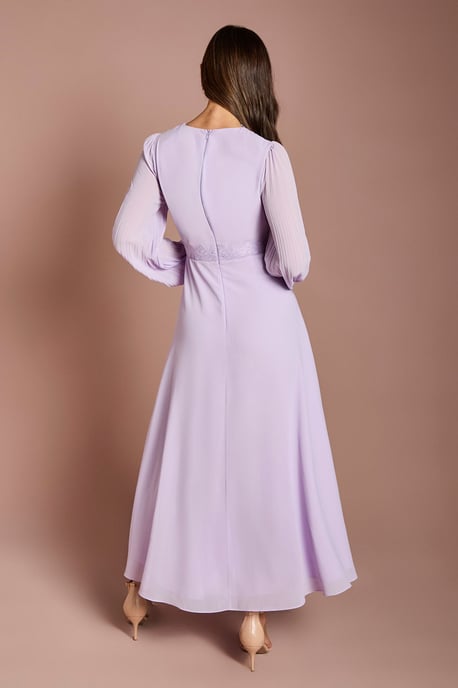 Pleat Detail Lace Trim Maxi Dress - Image 3