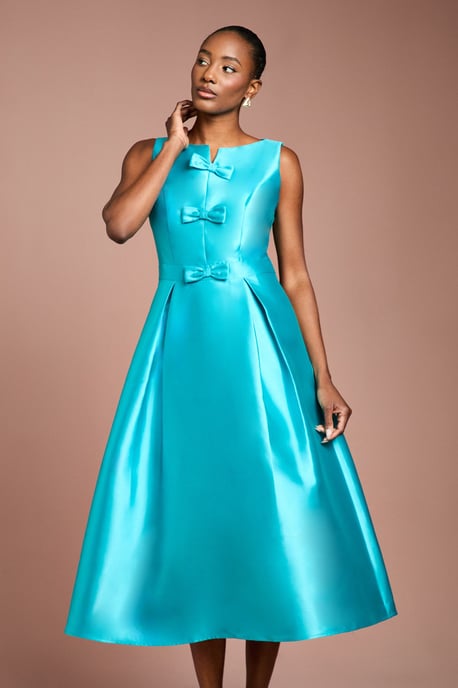 Bow Detail Full Skirt Midi Dress - Image 1