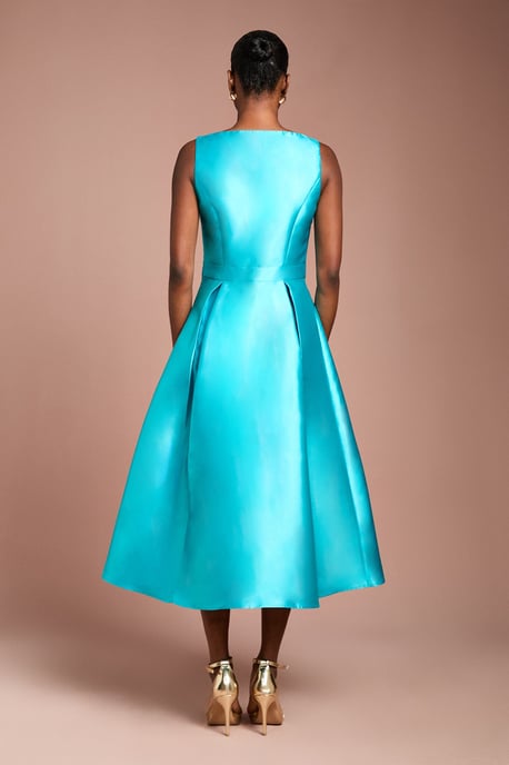 Bow Detail Full Skirt Midi Dress - Image 3