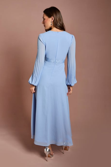 Pleat Detail Lace Trim Maxi Dress - Image 3