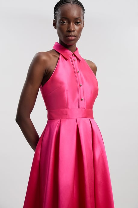 Twill Contrast Collared Woven Maxi Dress - Image 2