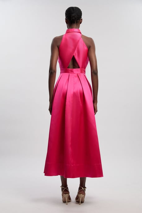 Twill Contrast Collared Woven Maxi Dress - Image 4