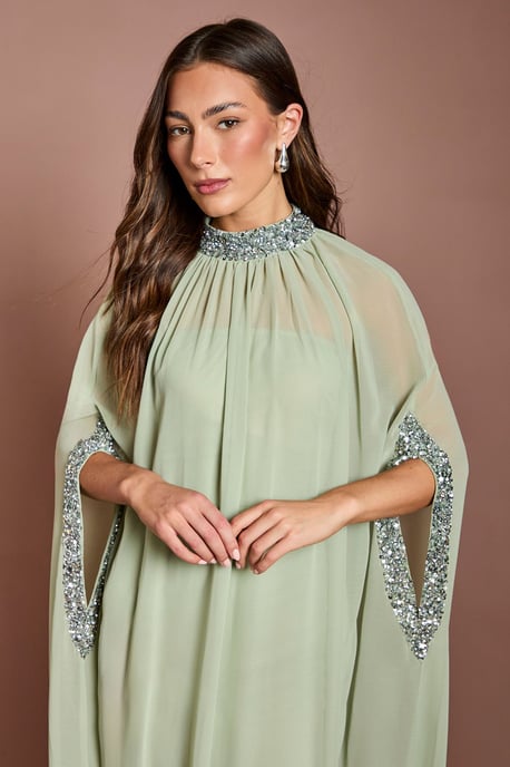 Chiffon Cape Style Sequin Maxi Dress - Image 2
