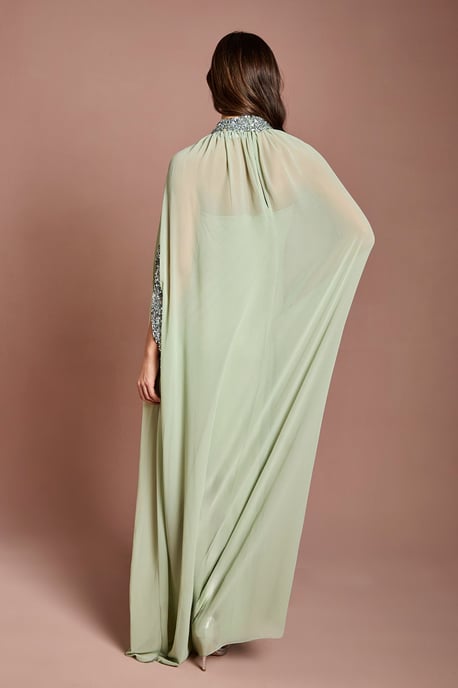 Chiffon Cape Style Sequin Maxi Dress - Image 3