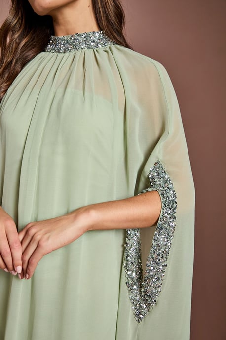 Chiffon Cape Style Sequin Maxi Dress - Image 4