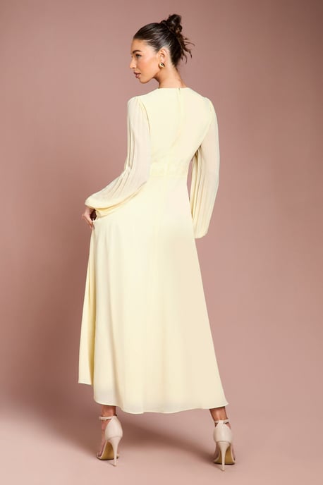 Pleat Detail Lace Trim Maxi Dress - Image 3