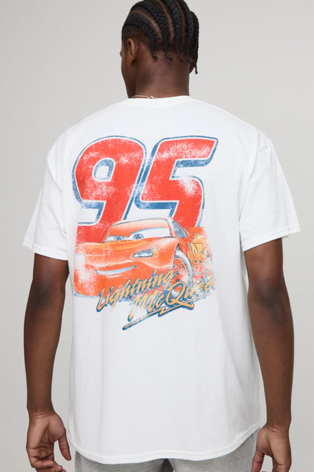 White Oversized Disney Cars License T-Shirt - Image 1