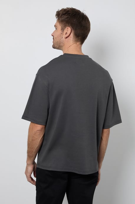 Dark Grey Oversized Crew Neck T-Shirt - Image 3