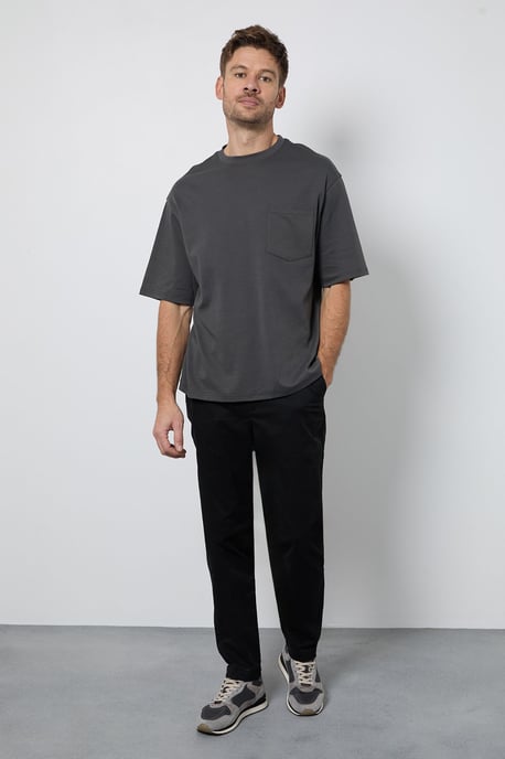 Dark Grey Oversized Crew Neck T-Shirt - Image 4