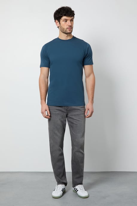 Dark Blue Plain Crew Neck T-Shirt - Image 2