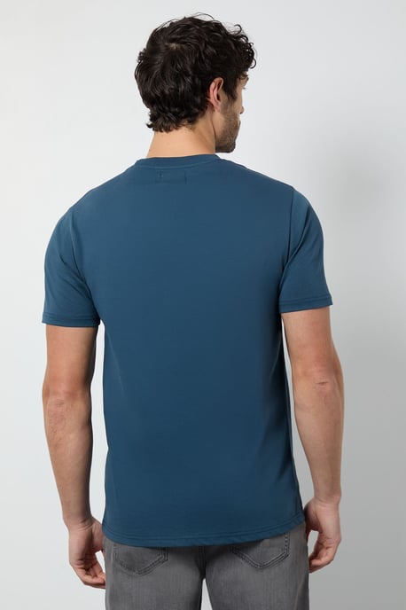 Dark Blue Plain Crew Neck T-Shirt - Image 3