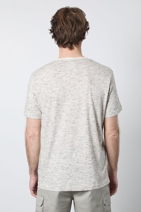 Mid Grey Short Sleeve Slub Grandad Neck T-Shirt - Image 3