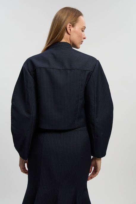 Tailored Pinstripe High Neck Jacket - Image 4