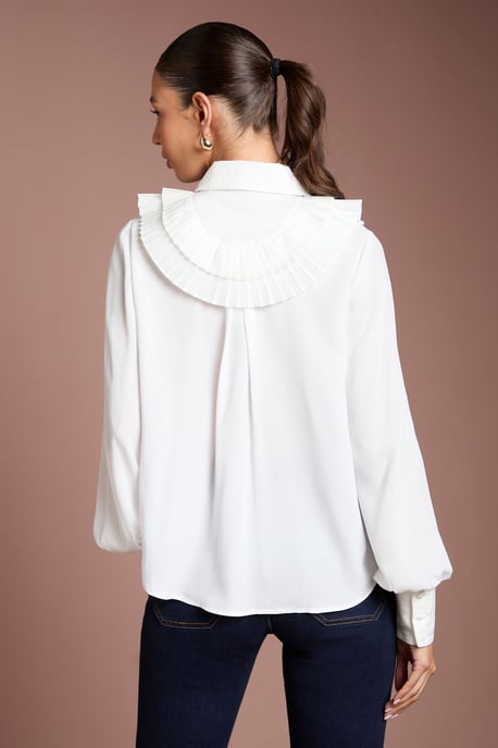 Cotton Poplin Ruffle Shirt - Image 3