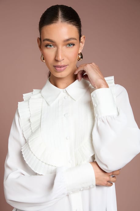 Cotton Poplin Ruffle Shirt - Image 4