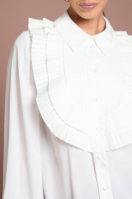 Cotton Poplin Ruffle Shirt - Image 5