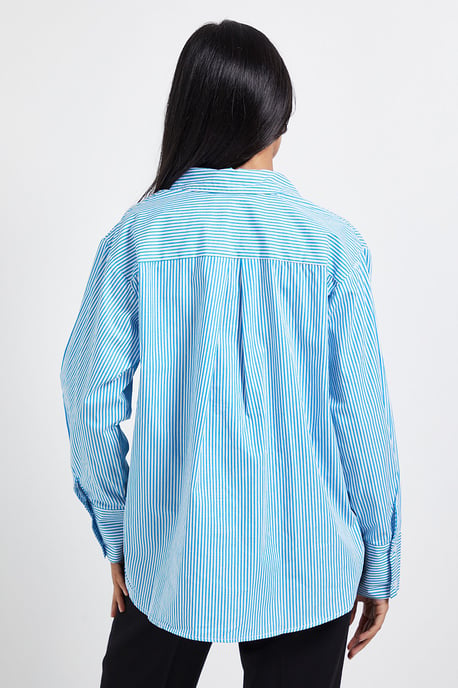 Petite Stripe Pocket Side Tape Shirt - Image 3