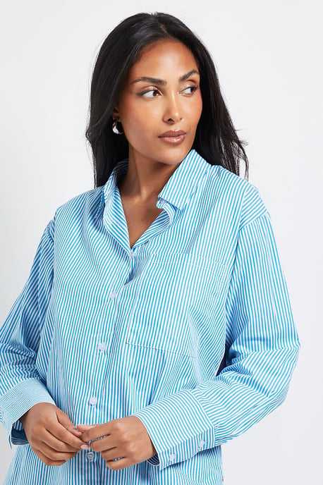 Petite Stripe Pocket Side Tape Shirt - Image 5