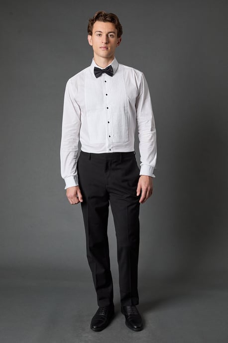 White Pleat Front Tailored Fit Long Sleeve Dress Shirt - Image 4