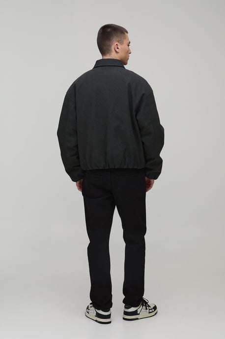 Boxy Fit Textured PU Zebra Elasticated Hem Harrington Jacket - Image 2