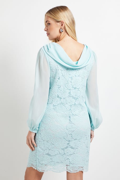 Petite Lace Chiffon Cowl Back Shift Dress - Image 3