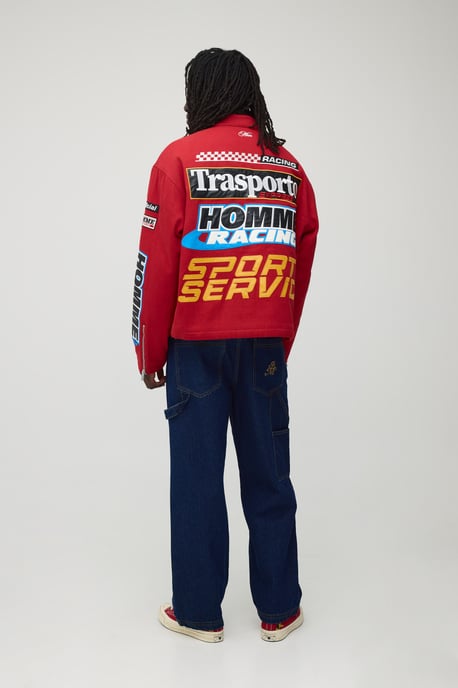 Boxy Fit Twill Applique Moto Jacket - Image 3