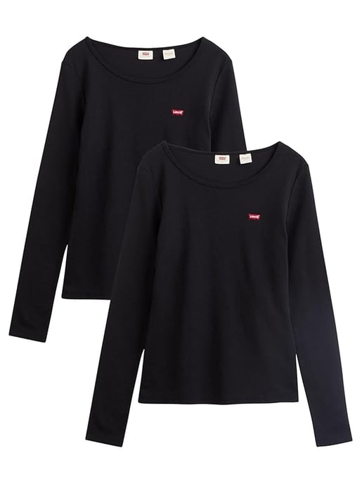 Womens Mineral Black Long Sleeve 2 Pack T-Shirt - Image 1