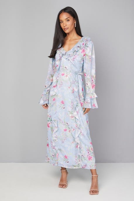 Floral Ruffle Belted Midaxi Dress - Image 1