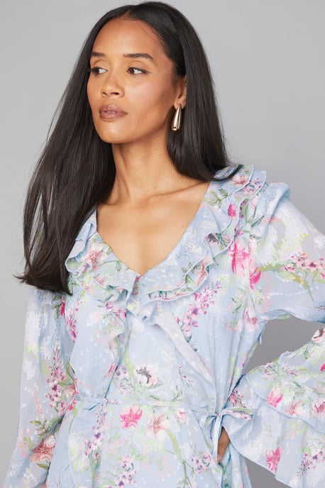 Floral Ruffle Belted Midaxi Dress - Image 4