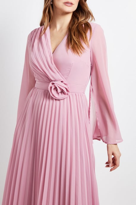 Cape Sleeve Pleated Corsage Midi Dress - Image 5