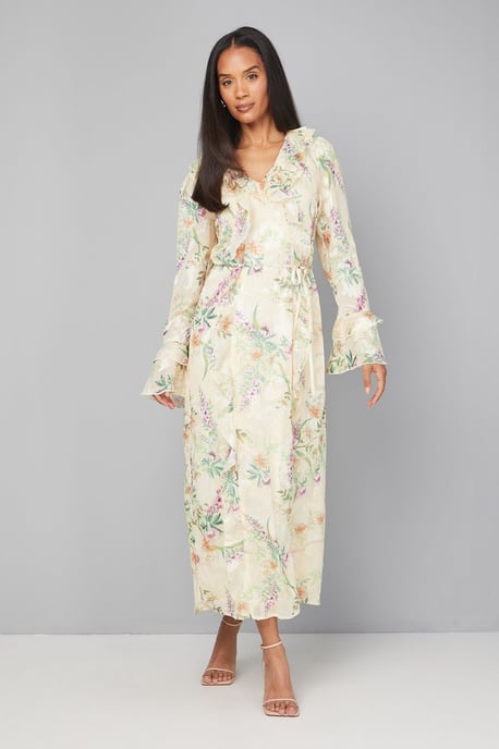 Floral Ruffle Belted Midaxi Dress - Image 1