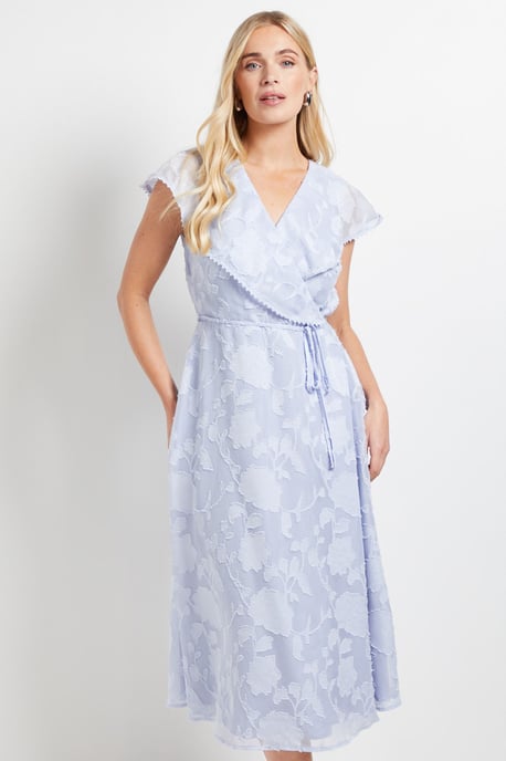 Petite Floral Burn Out Ruffle Midi Dress - Image 2