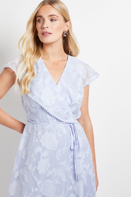Petite Floral Burn Out Ruffle Midi Dress - Image 4