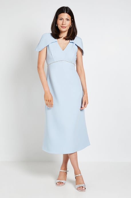 Diamante Trim Cape Midi Dress - Image 1