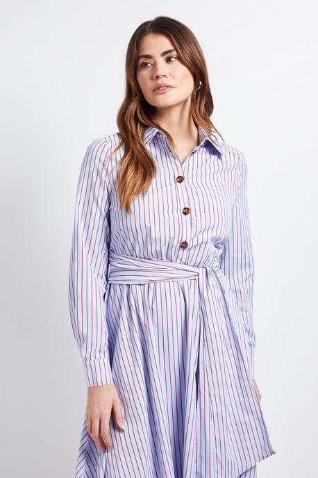 Stripe Belted Shirt Dress - Image 2