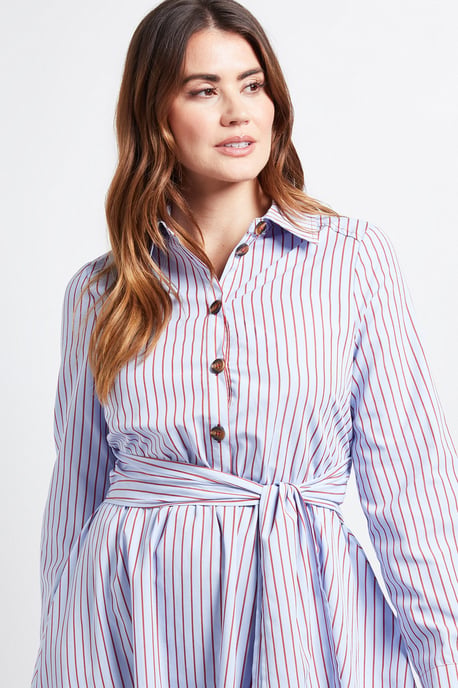 Stripe Belted Shirt Dress - Image 4