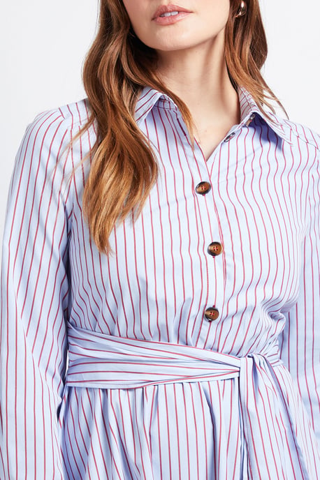 Stripe Belted Shirt Dress - Image 5