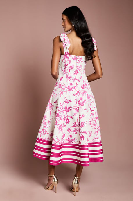 Petite Cotton Twill Panelled Fit And Flare Midi Dress - Image 3