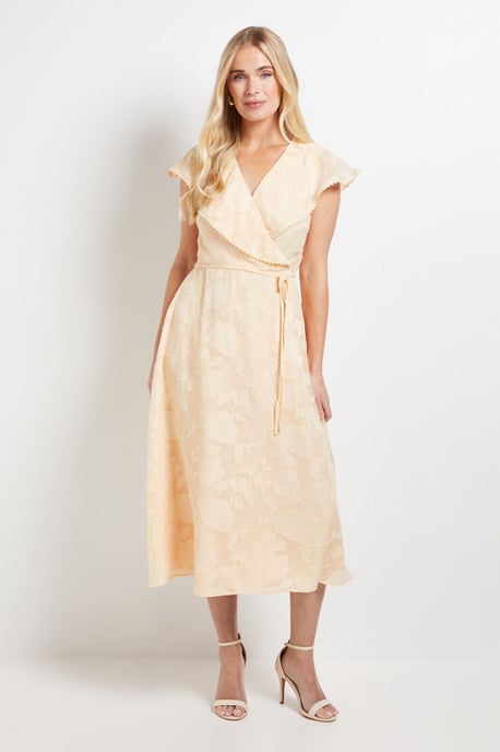 Petite Floral Burn Out Ruffle Midi Dress - Image 1