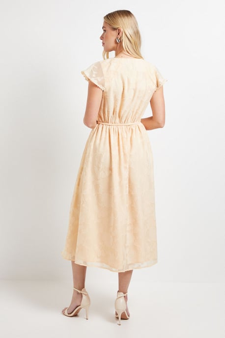 Petite Floral Burn Out Ruffle Midi Dress - Image 3