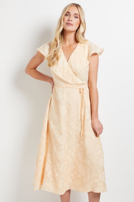 Petite Floral Burn Out Ruffle Midi Dress - Image 4