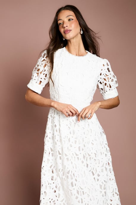 Short Sleeve Lace Midi Dress - Image 2