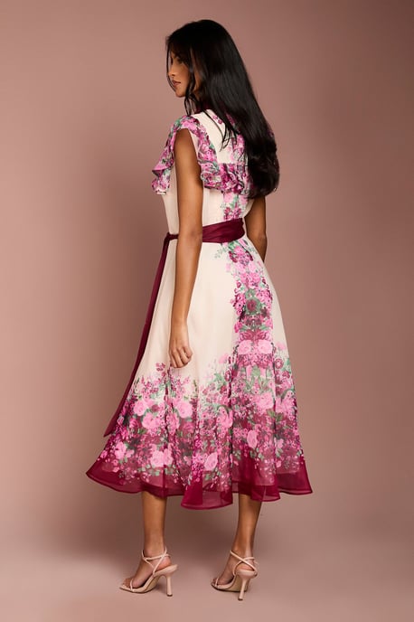 Petite Placement Print Frill Midi Dress - Image 3