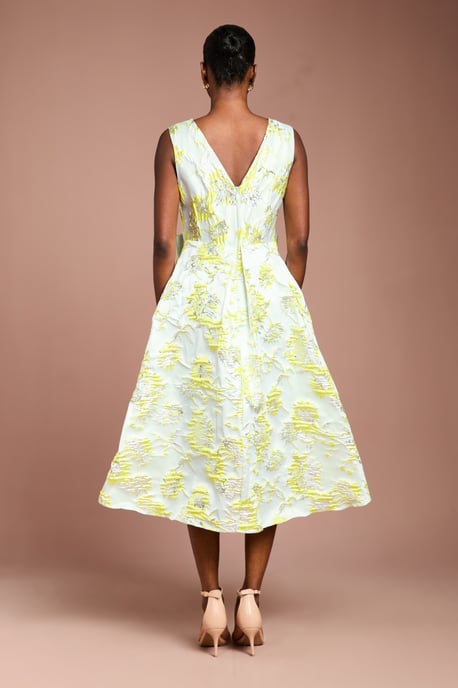 Bow Front Jacquard Midi Dress - Image 3
