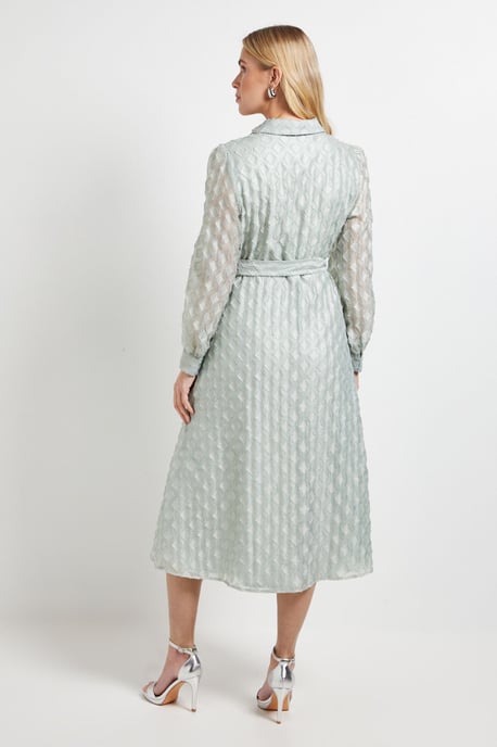 Petite Geo Organza Shirt Midi Dress - Image 3
